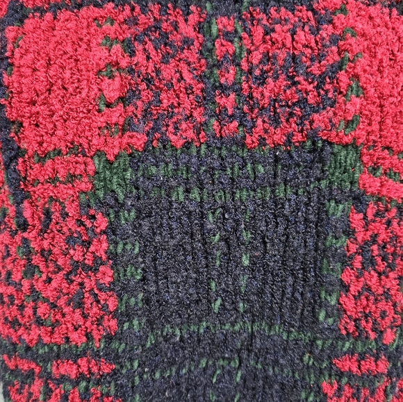 Vintage JONES NEW YORK Red Plaid Chenille Wool Blend Knit Oversized Sweater S - Picture 3 of 7